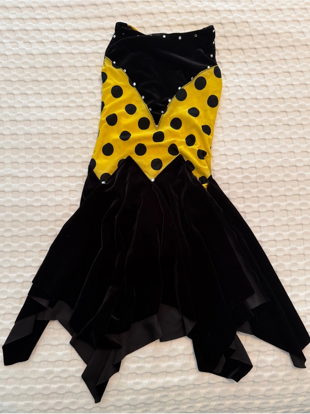 Girls Yellow & Black Polka Dot Dance Costume - Unbranded